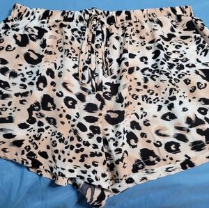 Leopard Print Satin Shorts in Blush and Black